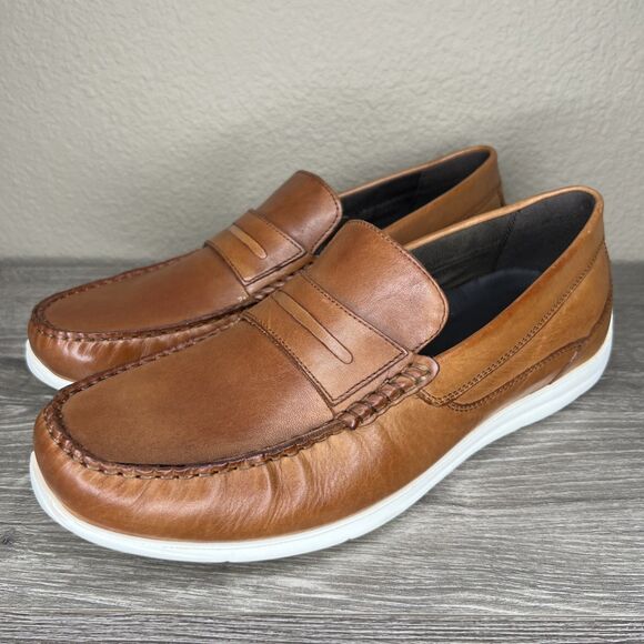 Hush Puppies Bounce Mens Leather Penny Loafer Shoes Brown Size 12 Comfort Preppy - Picture 1 of 9